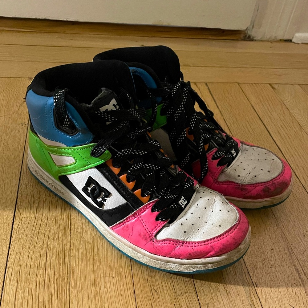 DC Rebound Hi neon shoes